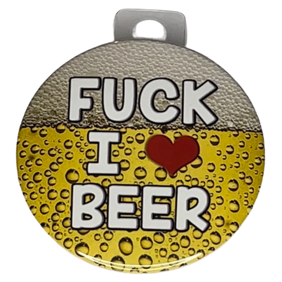 "Fck I LOVE BEER", 3" Pin-On Button