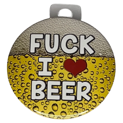 "Fck I LOVE BEER", 3" Pin-On Button