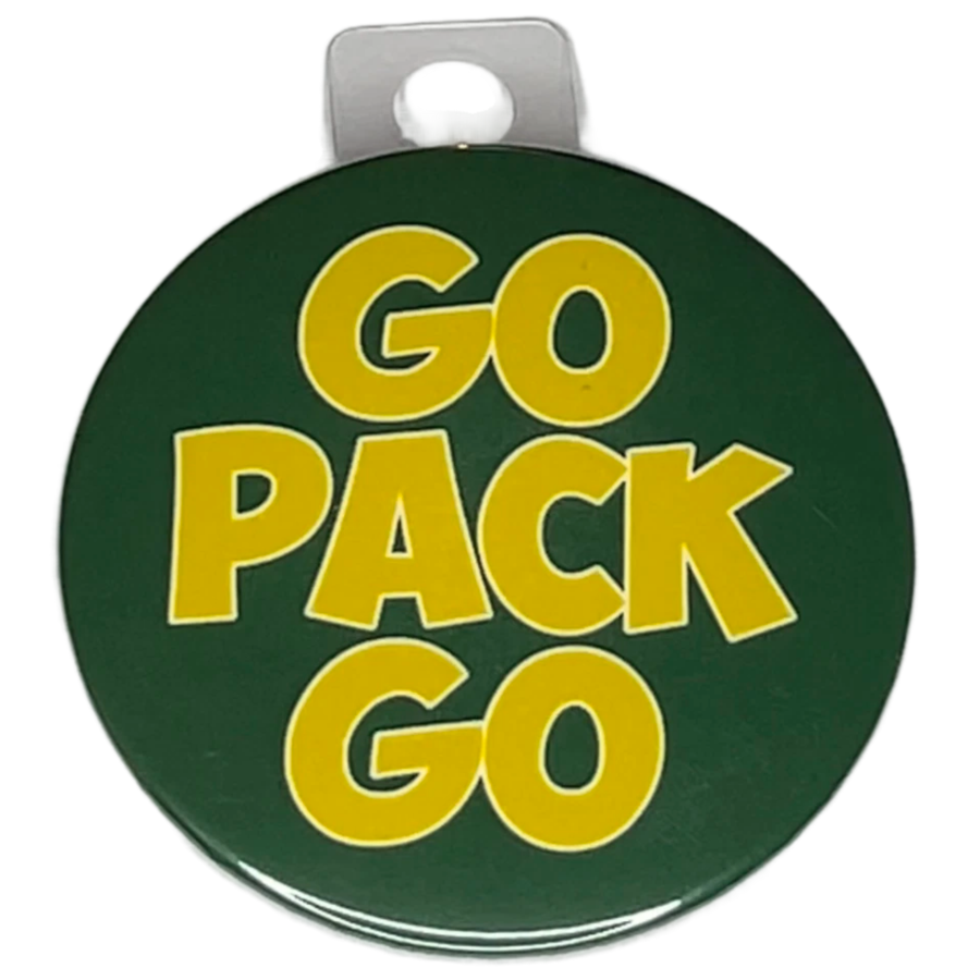 "Go Pack Go" Green Bay Football, 3" Pin-On Button