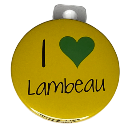 "I Love Lambeau" Green Bay Football, 3" Pin-On Button