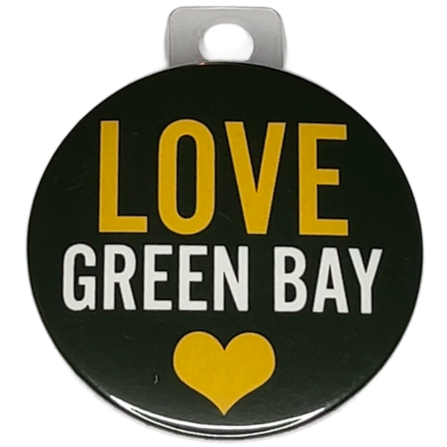 "Love Green Bay" Green Bay Football, 3" Pin-On Button