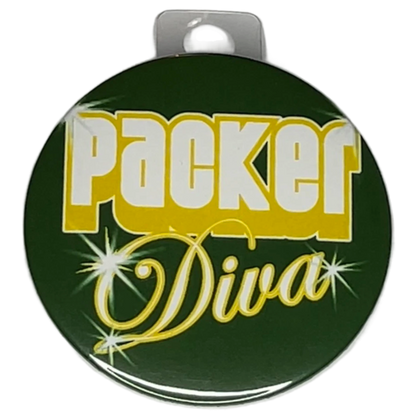 "Packer Diva" Green, Green Bay Football, 3" Pin-On Button