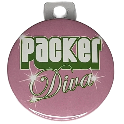 "Packer Diva" Pink, Green Bay Football, 3" Pin-On Button