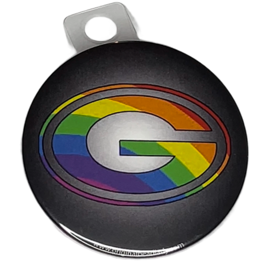 "Rainbow G" Green Bay Football, 3" Pin-On Button