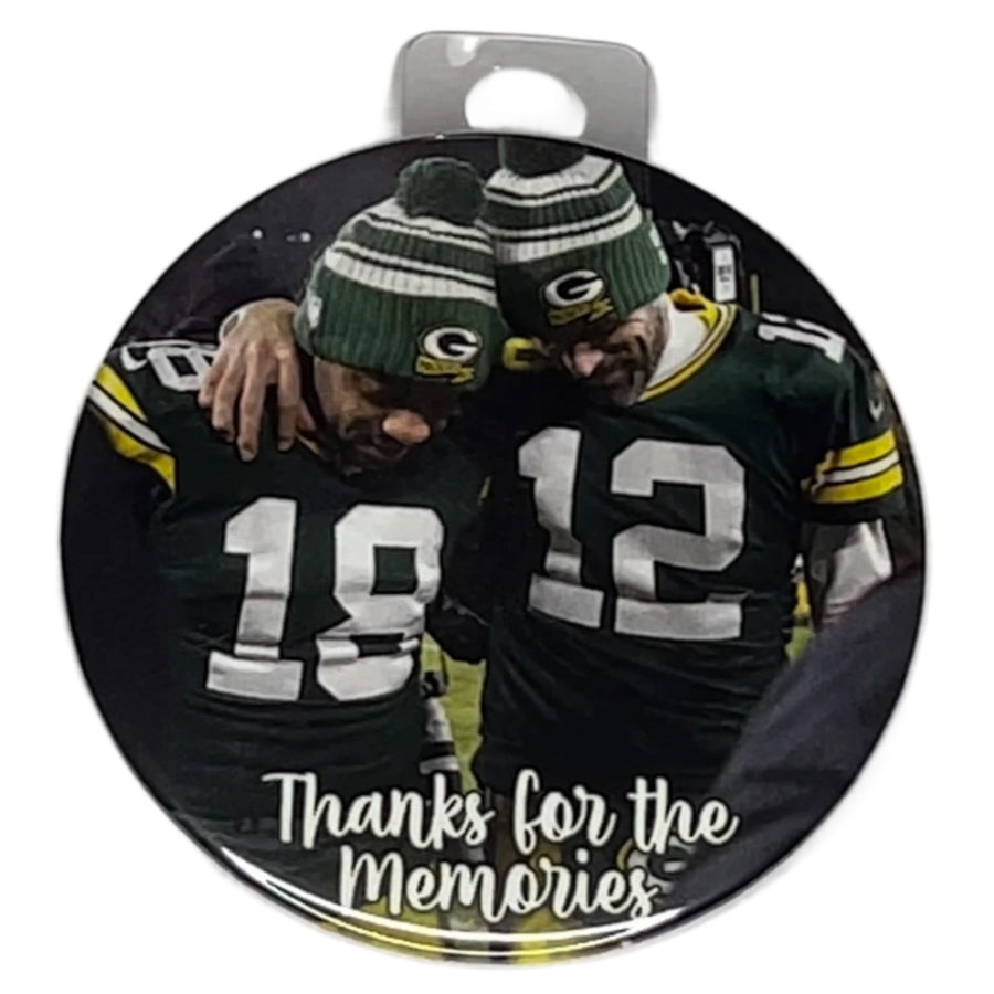 "Thanks For The Memories" Green Bay Football, 3" Pin-On Button