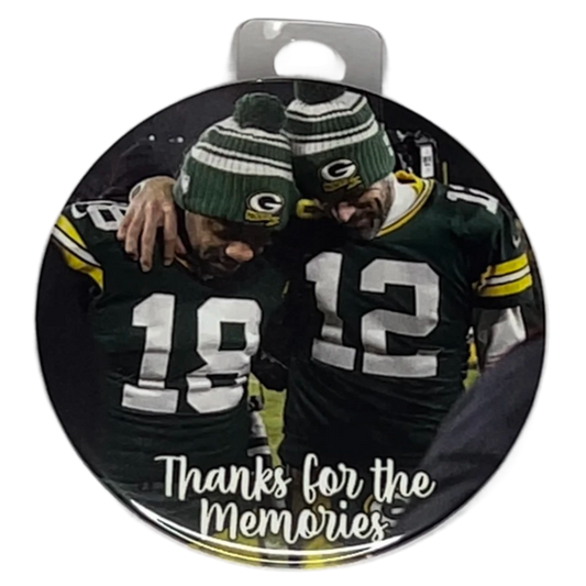 "Thanks For The Memories" Green Bay Football, 3" Pin-On Button