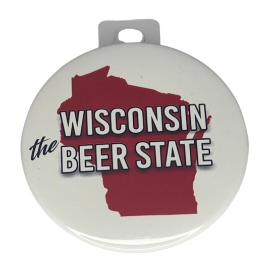 "Wisconsin, The Beer State", 3" Pin-On Button